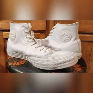 White leather High top Converse
